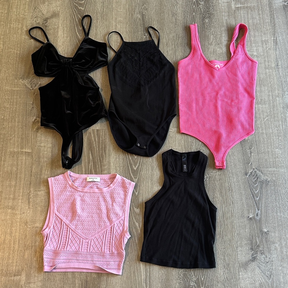 5 Piece XS Women’s Babaton Free People Just Poly‎ Skims Casual Sleeveless Tops